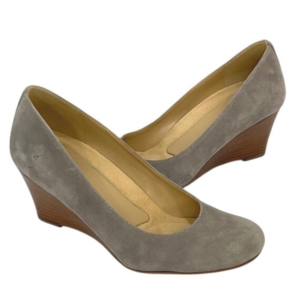 Naturalizer gray suede Emily platform wedge‎ shoes women's size 7 pumps